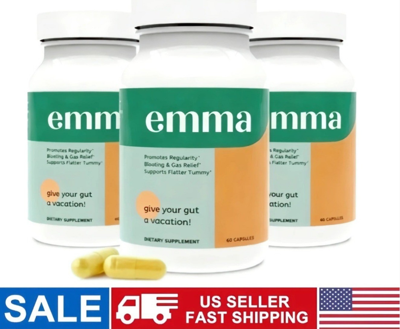 Gut Health Supplement for Bloating Relief & Leaky Gut 60 Capsules