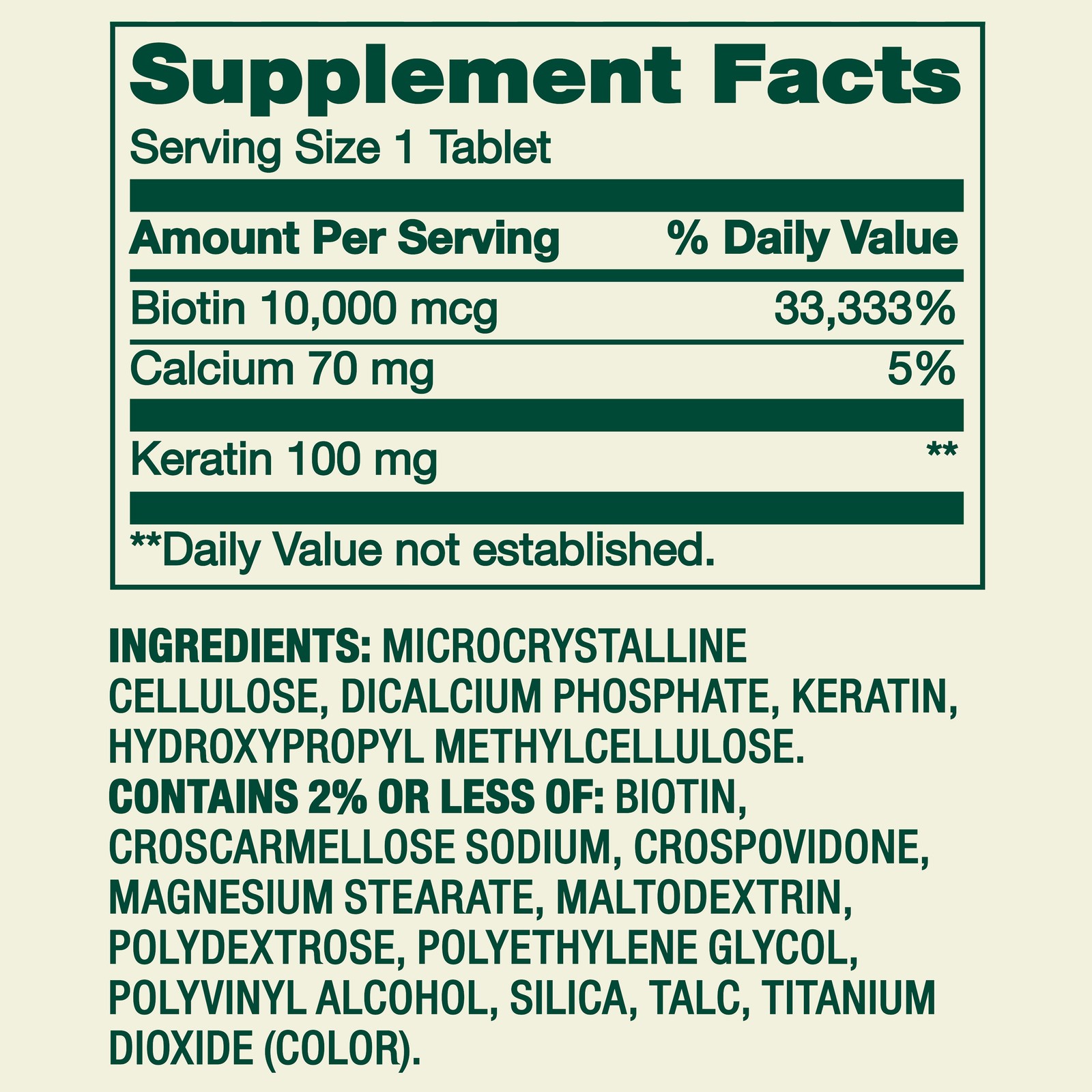 Spring Valley Biotin with Keratin Tablets 10,000 mcg 60 Tablets FREE SHIPPING