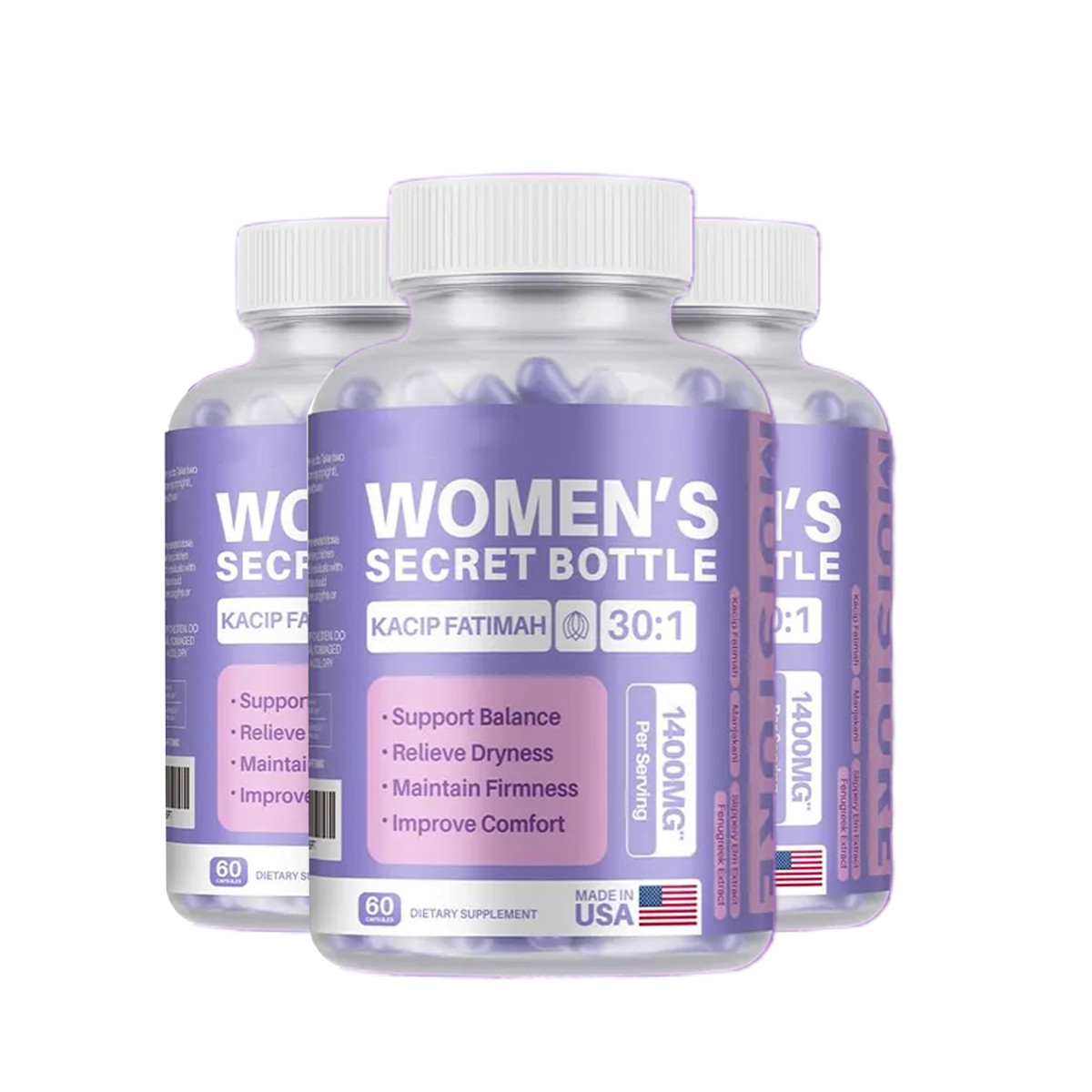 3-Pack Women’s Confidential Bottle Capsules – Organic Dietary 180 – Supplement C