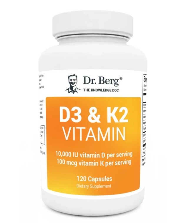 Dr. Berg’s D3 & K2 Vitamin, 3 PACK, 10,000 IU, 100 mcg per serving, 120 Capsules