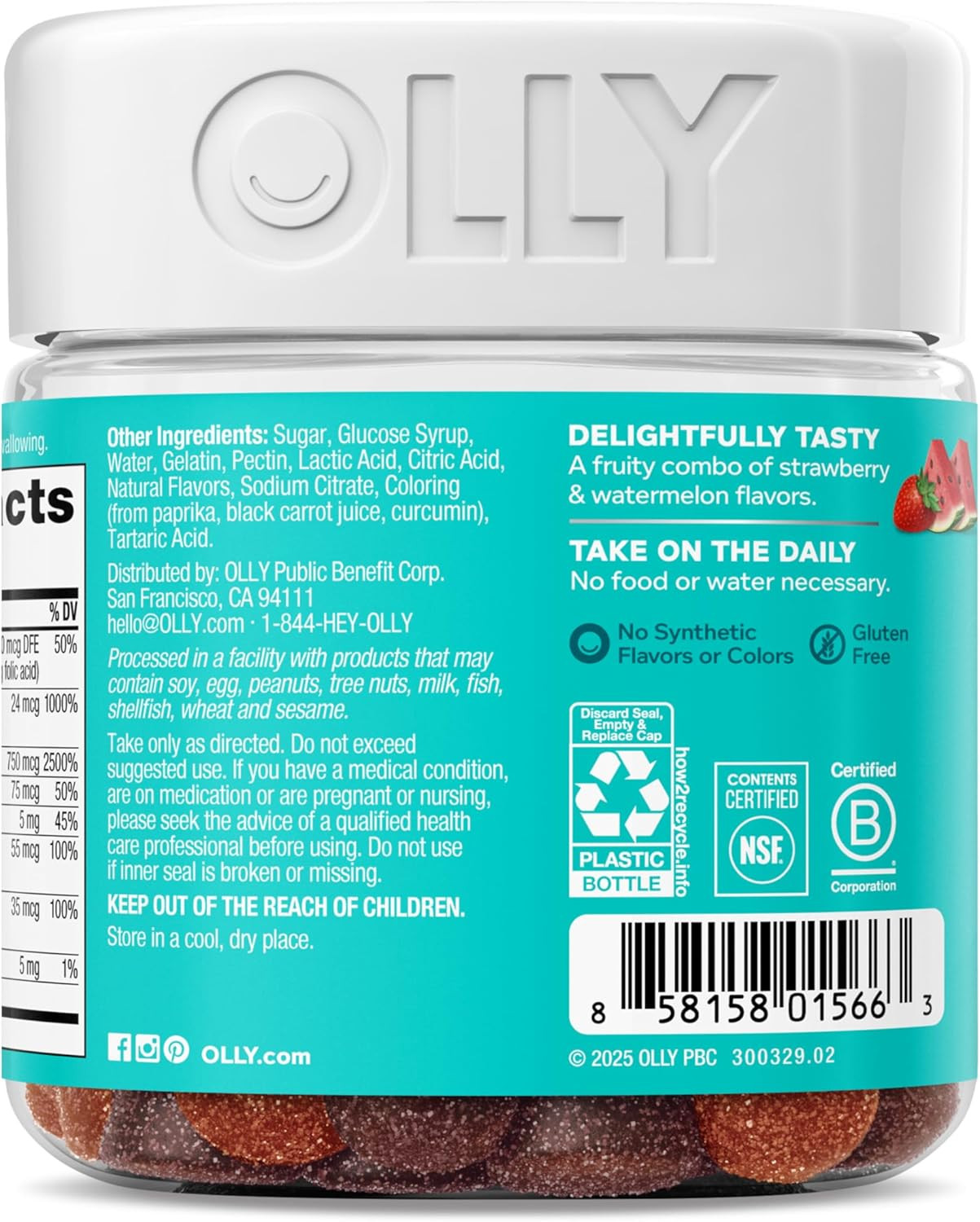 Olly Teen Girl Multi Gummy, Healthy Skin and Immune Support, 15 Essential Vitami