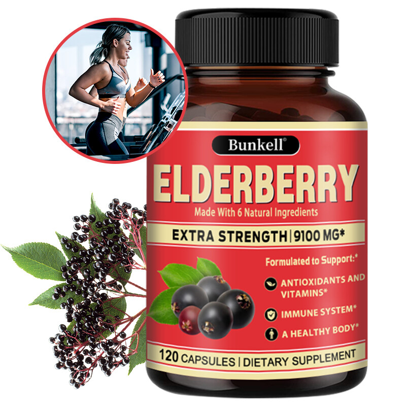 Elderberry Capsules 9100mg Immune System Support Sambucus Nigra Extract