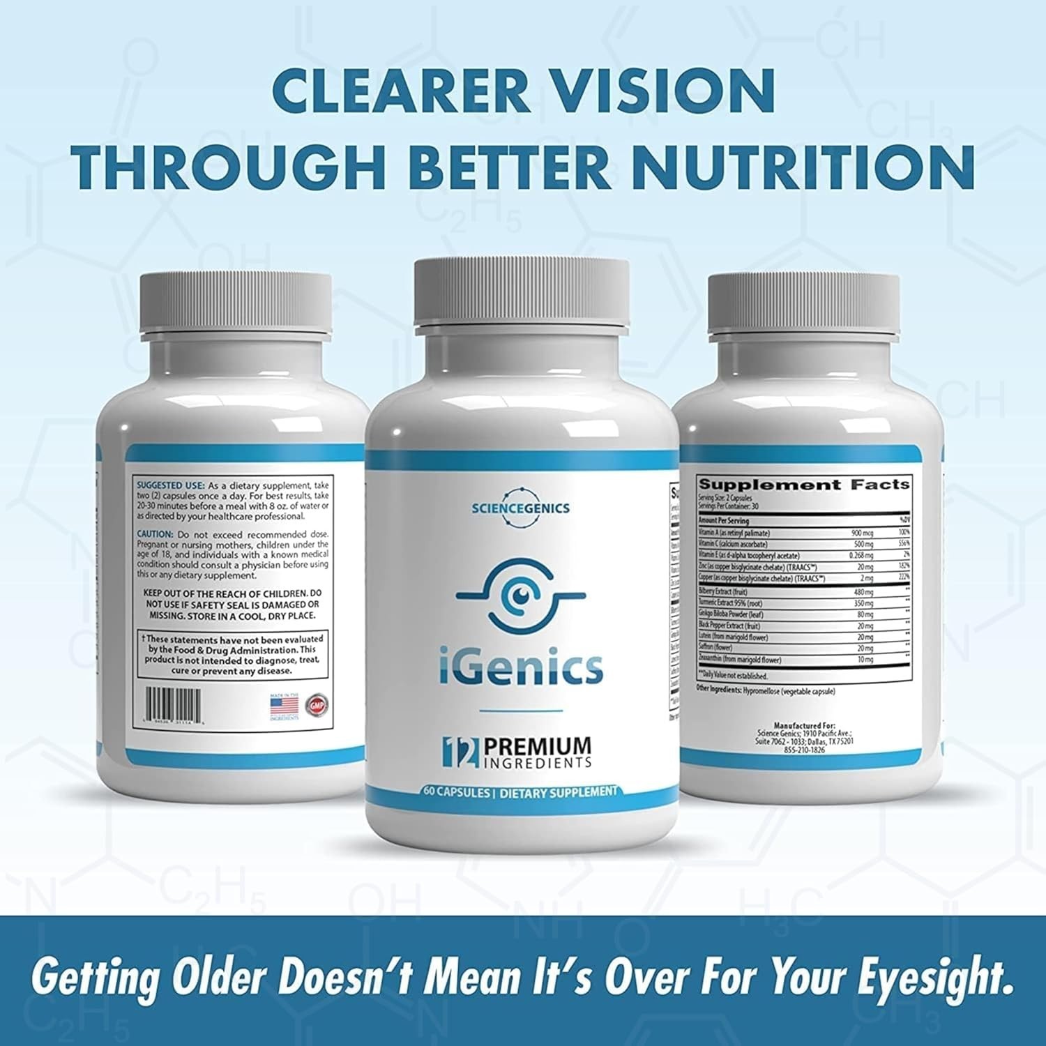 iGenics Premium Eye Vitamins with AREDs 2+ Formula with 12 Natural, EXP 01/27