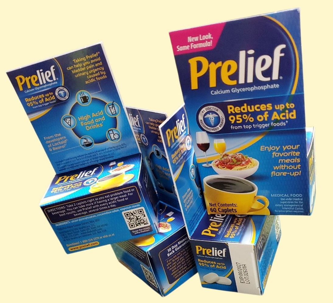 Lot of 4, (60+60+60+60 ) Caplets PRELIEF, Acid Reducer, 4 Pack EXP. 08/2027