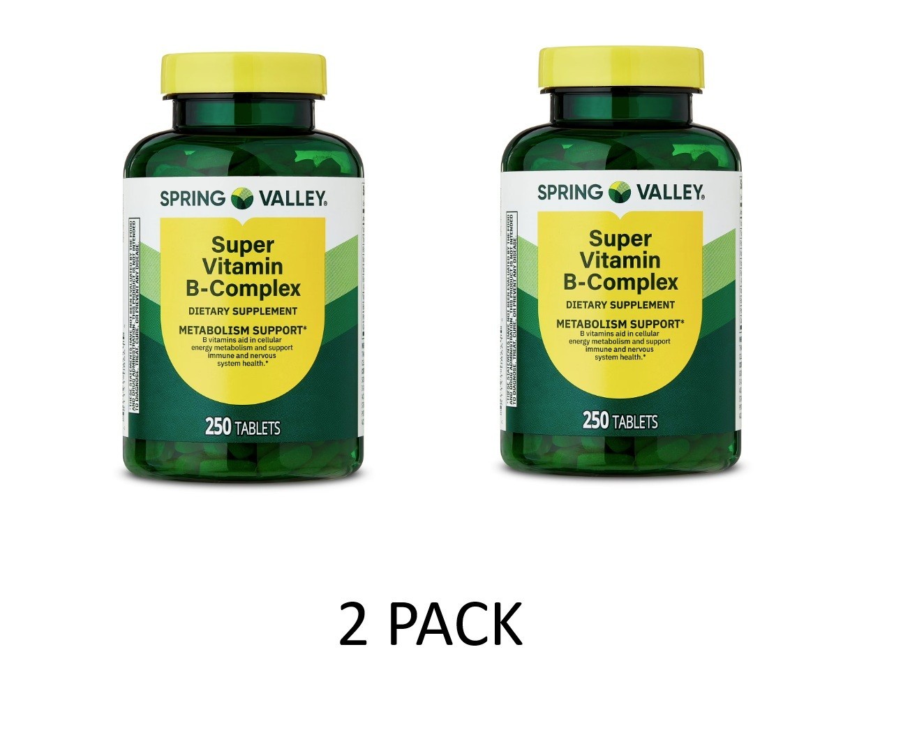 2 PACK Spring Valley Super B-Complex 250 Tablets Energy Metabolism Support
