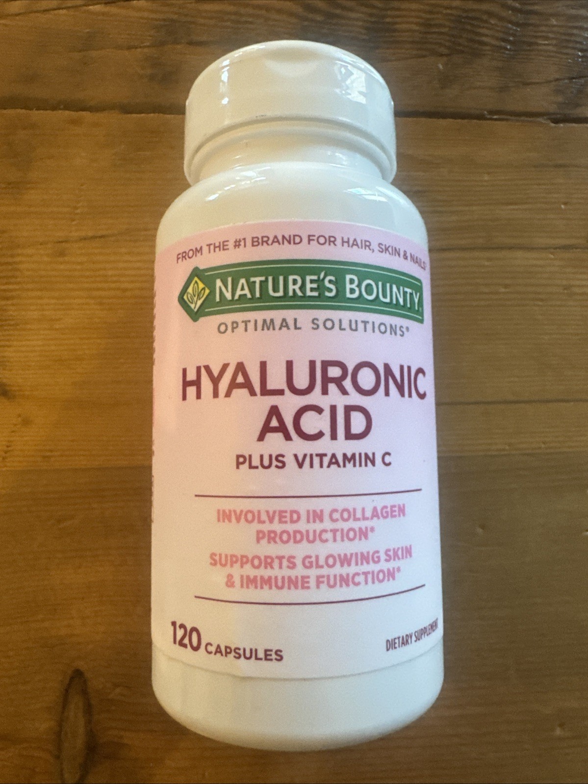 Nature’s Bounty Hyaluronic Acid + Vit C Supplement, 120 Caps Exp 6/2027