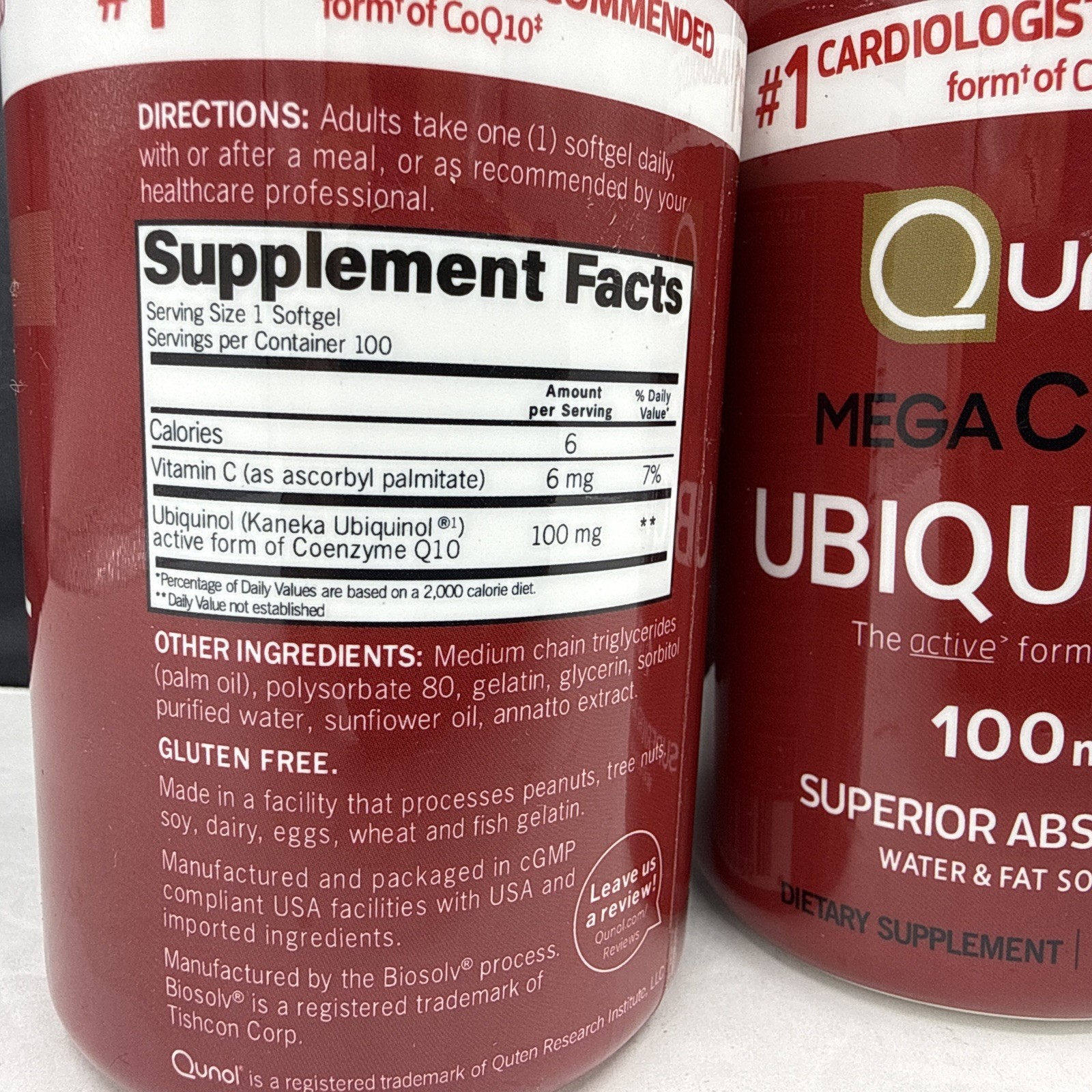 2 pack Qunol MEGA CoQ10 Ubiquinol 100mg 100 softgels/btl x2 *SEALED* Exp 6/2027