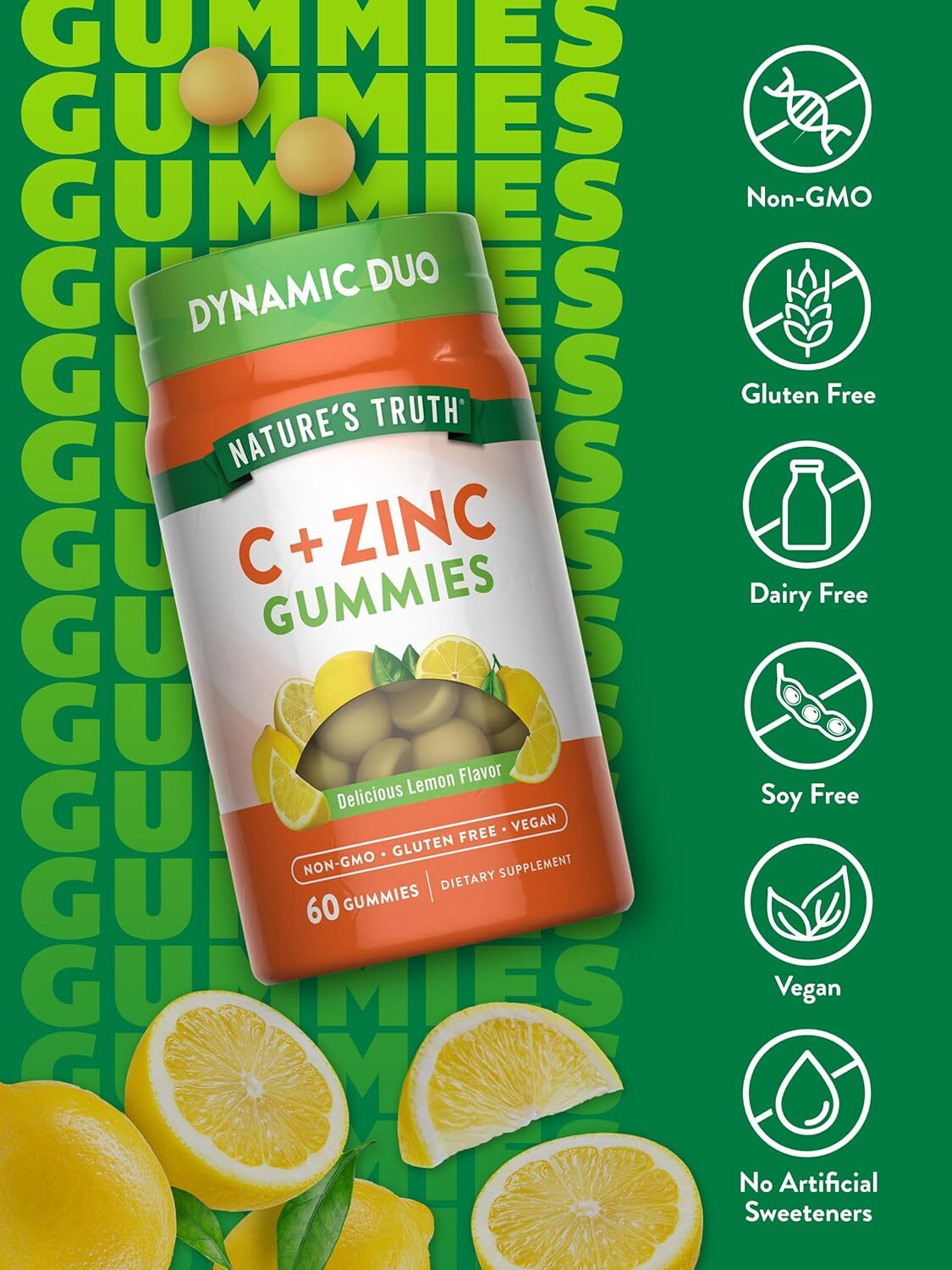 Vitamin C with Zinc Gummies | 60 Count | Non-GMO, Gluten Free| by Nature’s Truth