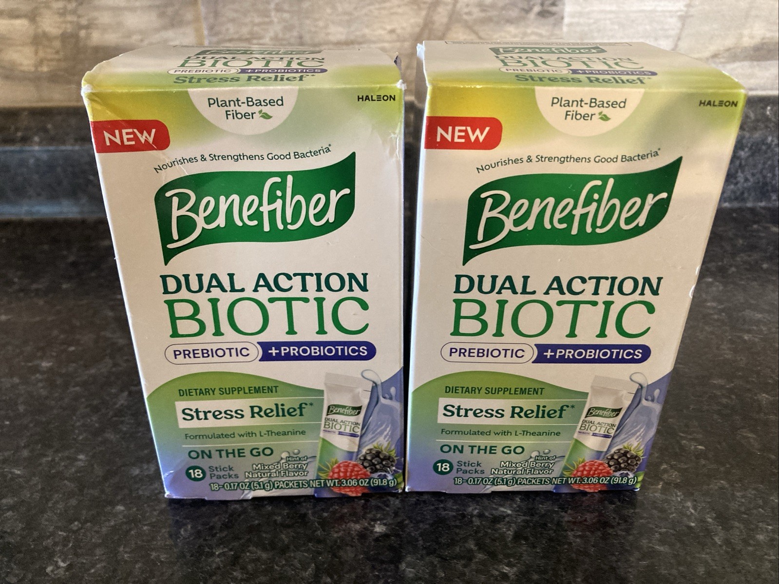 Benefiber Dual Action Biotic Plus Stress Relief Mixed Berry 36 Packs Ex02/2026