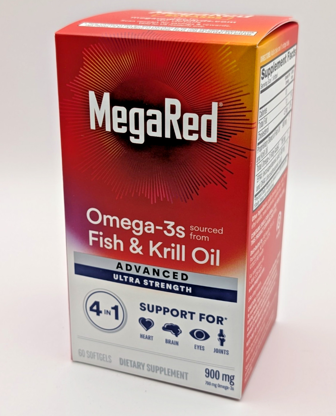 MegaRed Advanced Omega-3 Fish & Krill Oil 900mg 60 Softgels Ultra Strength 09/27