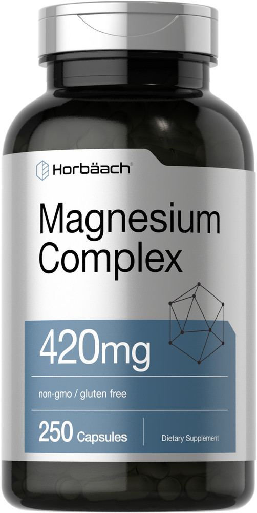 Triple Magnesium Complex | 420 mg | 250 Capsules | Non-GMO | by Horbaach