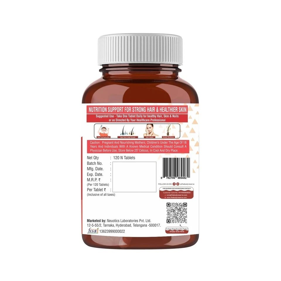 The Body Reserve Plant Based Biotin Tablets – 120 Veg Tablets g083