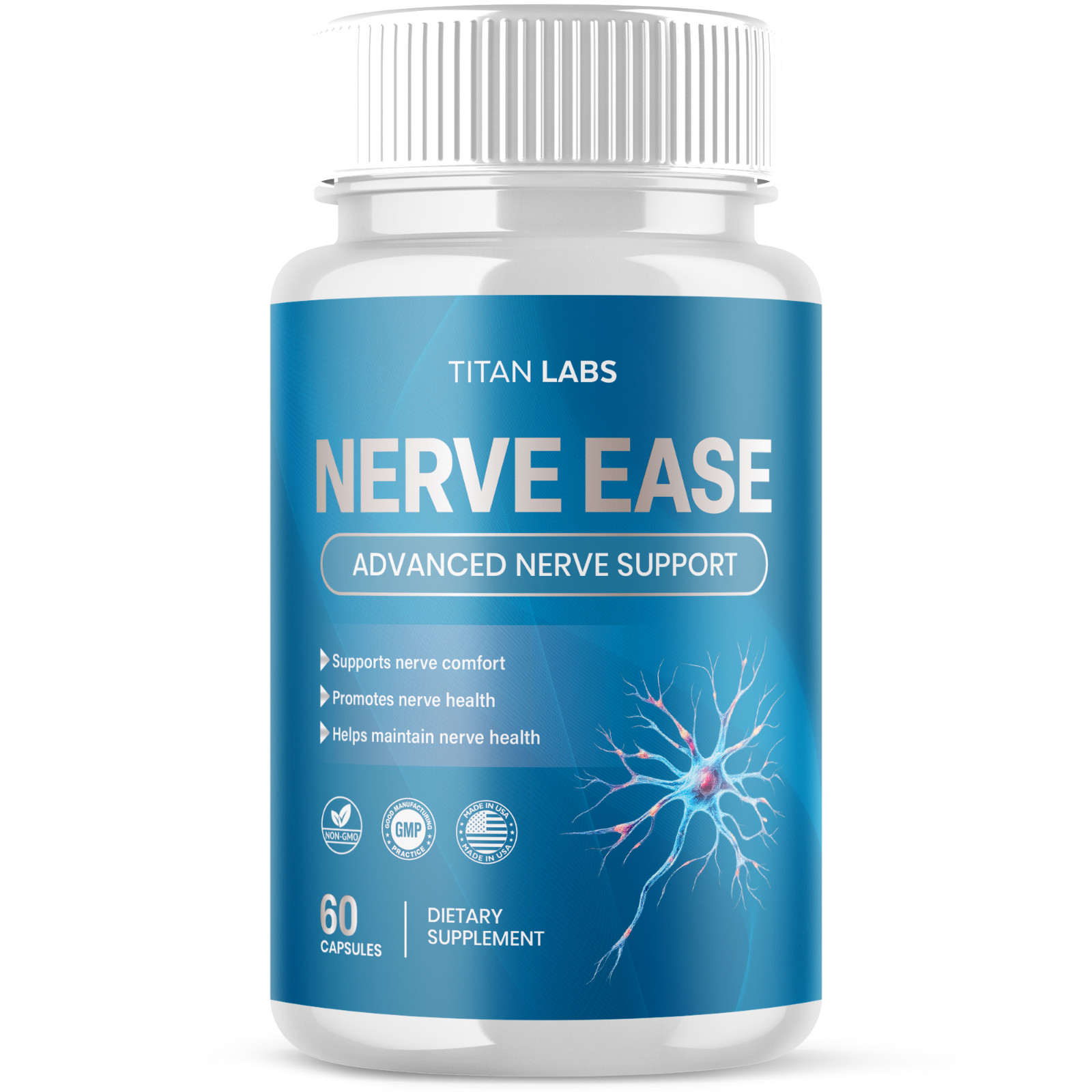 (1 Pack) Nerve Ease Nootropic Nerve Support Max Supplement NerveEase 60 Capsules