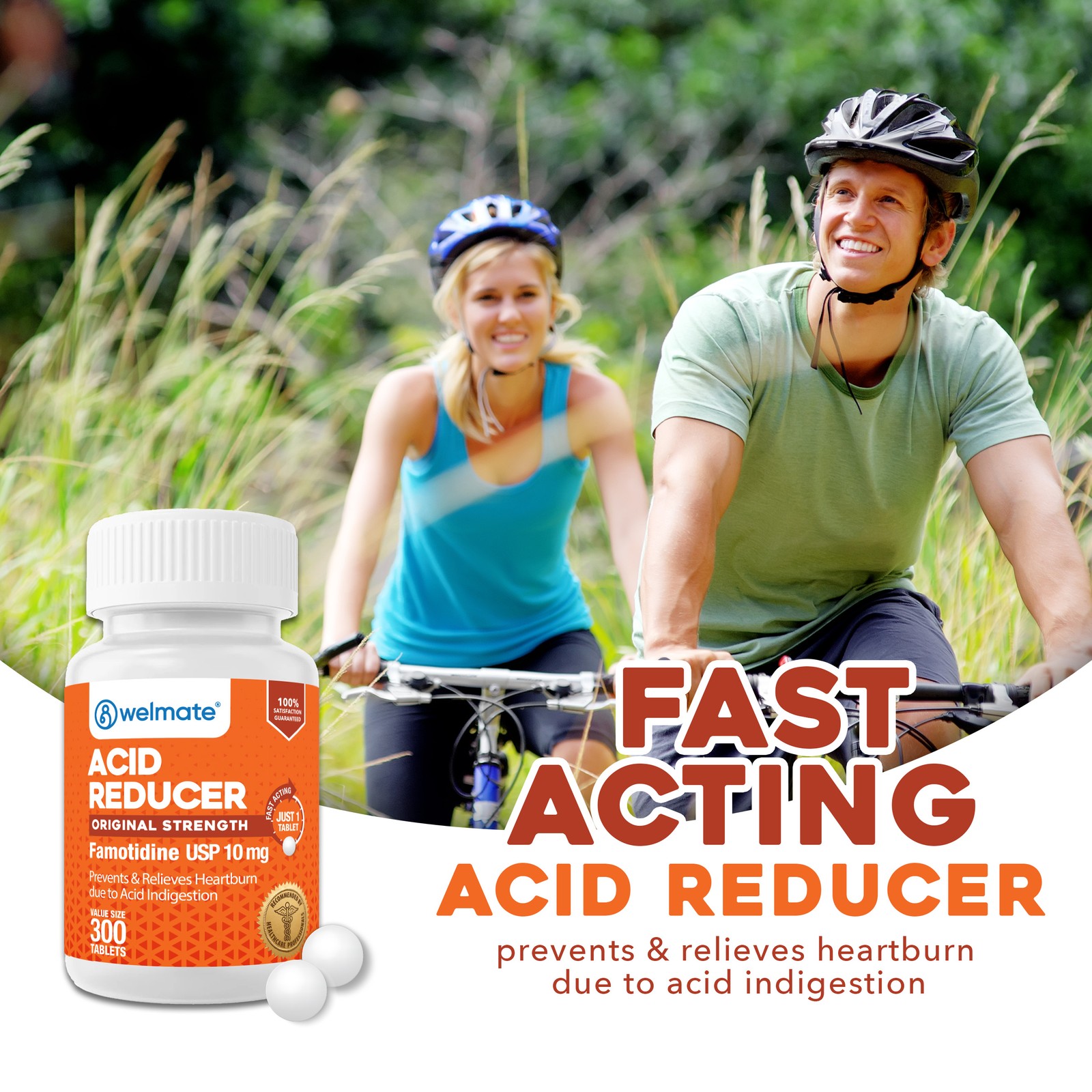 WELMATE Famotidine 10 mg Acid Reducer – Heartburn Relief – 300 Count Tablets