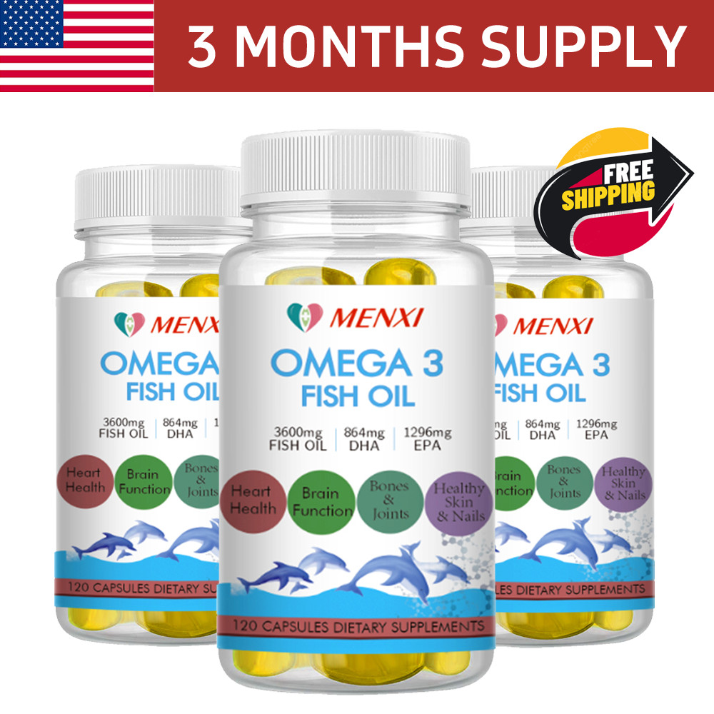 omega 3 fish oil capsules 3x strength 3600mg epa & dha, highest potency 360 caps