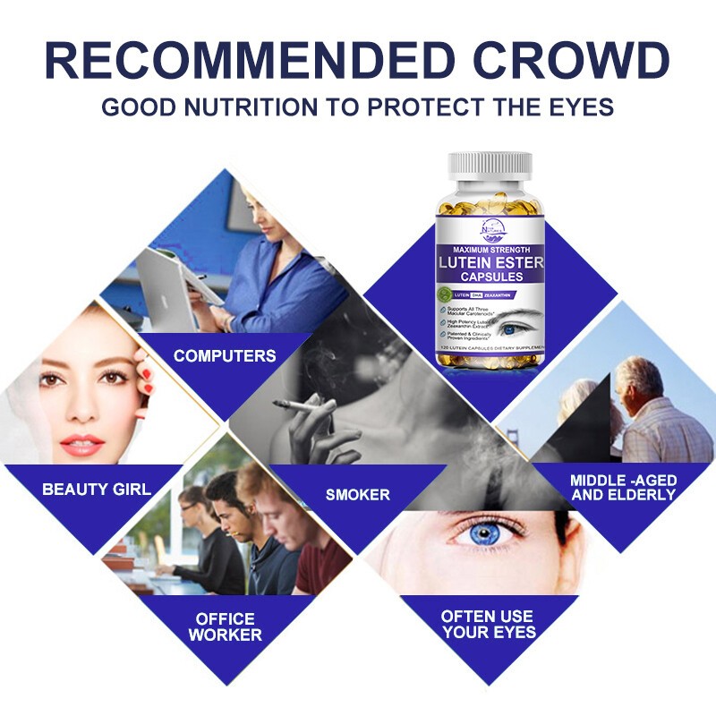 120Pcs Eye Vitamins Lutein,Zeaxanthin,Relief Eye Strain,Vision Health,Supplement