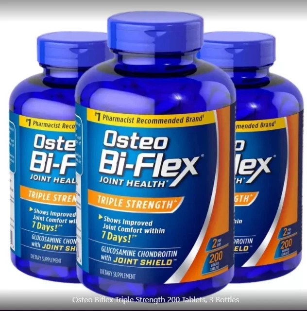 3 Pack Osteo Bi-Flex Triple Strength Dietary Supplement 200 Tablets / Exp 2028
