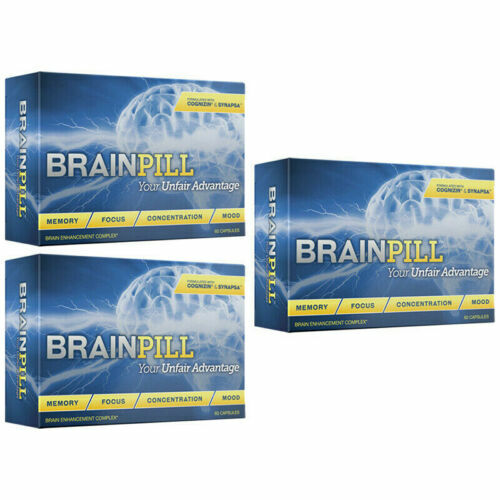 Brainpill Nootropic Supplement for Memory Focus Mood Boost Concentration 3-PK