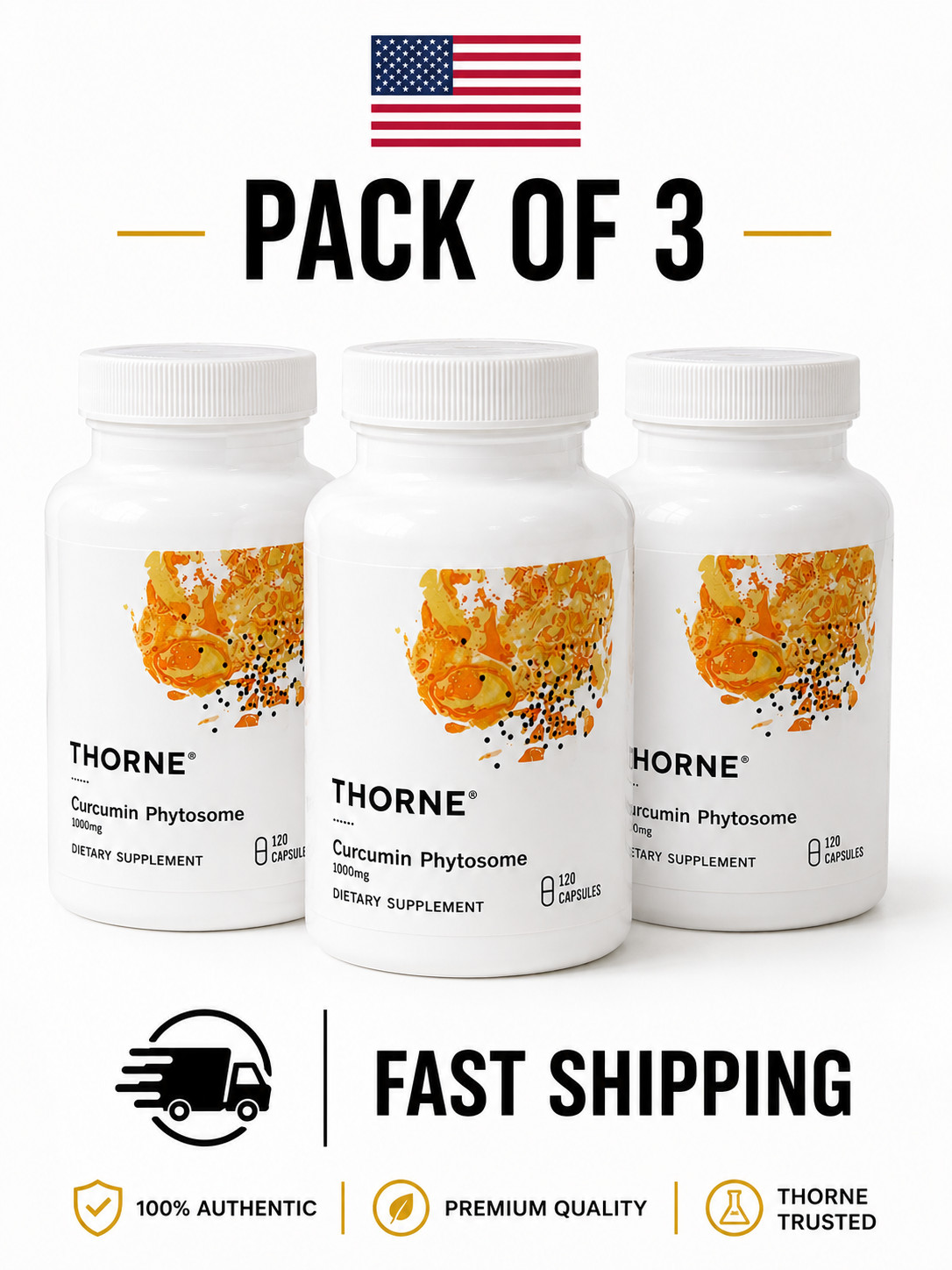 Sealed Thorne Curcumin Phytosome 1000 Mg Supplement, 120 Caps Exp 12/27 pack 3