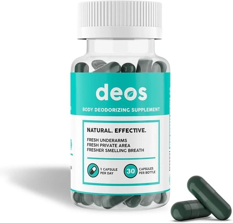 2 PACK DEOS 30-Capsule Deodorant Supplement for Full Body Odor Control, Internal