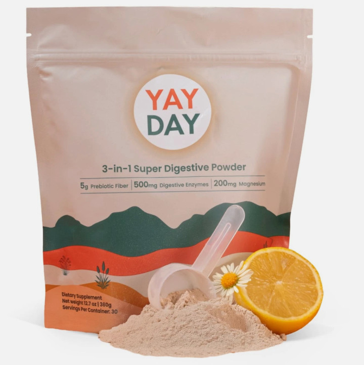 YayDay Nighttime Prebiotic Fiber Powder with Digestive Enzymes Magnesium Gly…