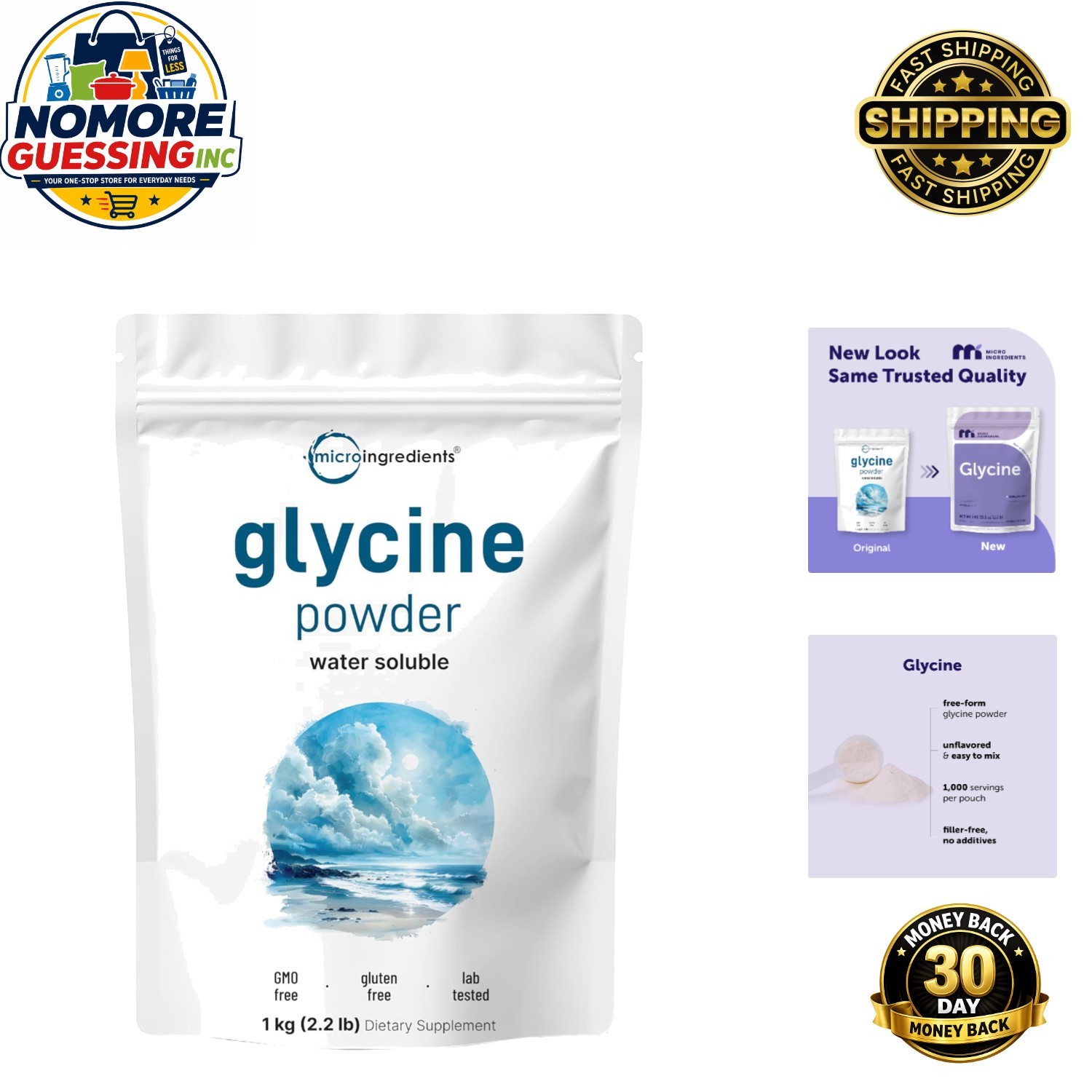 Glycine Powder 1KG – 2.2 lbs, Promotes Restful Sleep, 1000 MG Servings