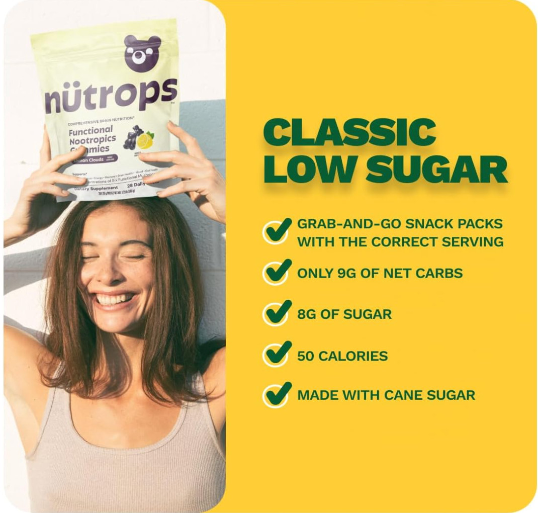 Grüns Nutrops Lions Mane Mushroom Gummies for Adults, Functional Nootropics, Her