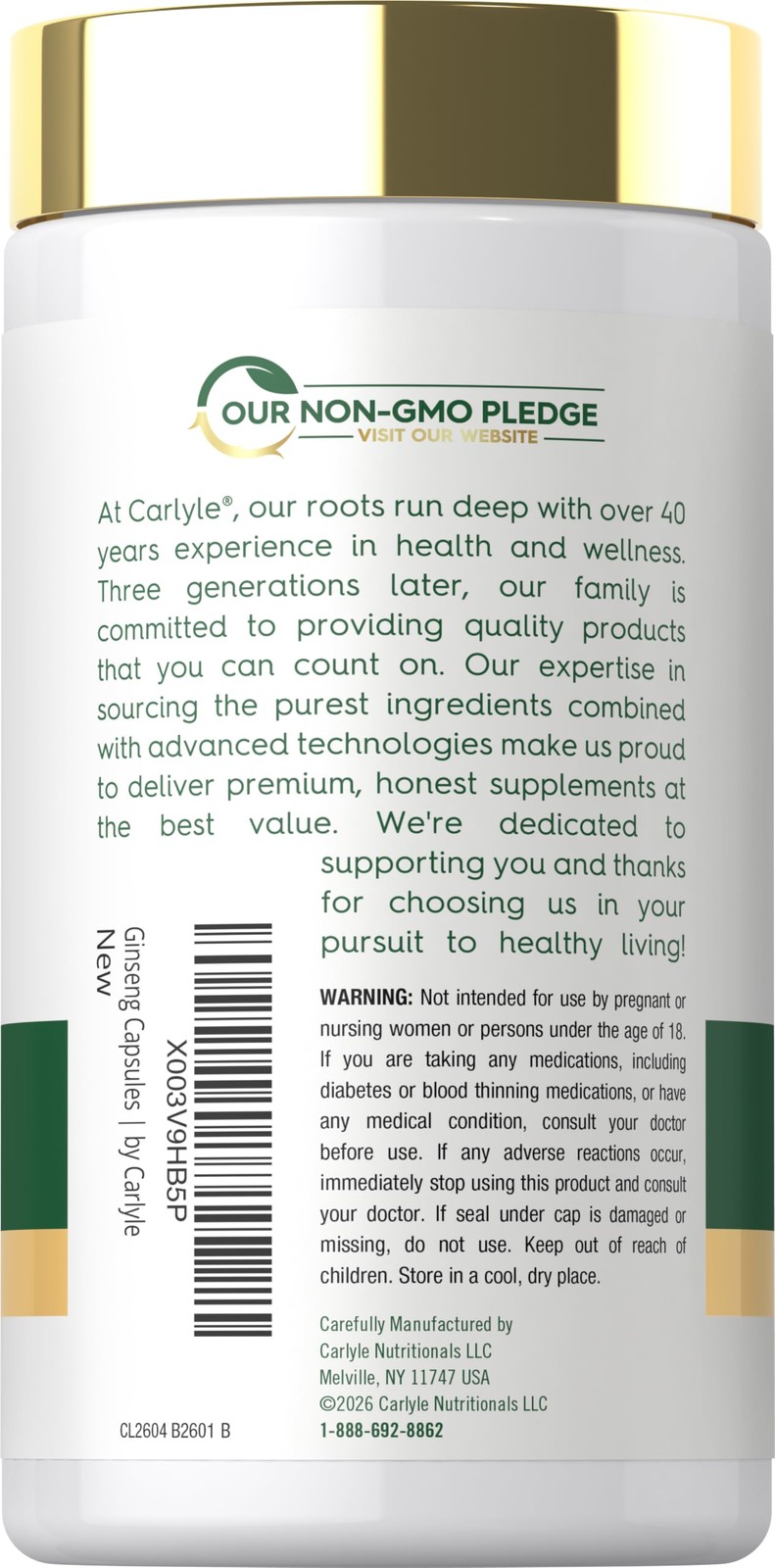 Ginseng Extract Supplement | 120 Capsules | 120 Count (Pack of 1)