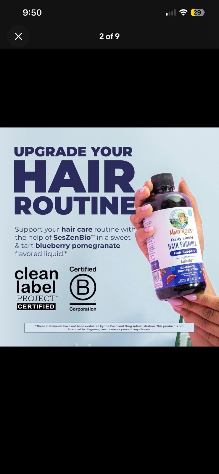 MARYRUTH’S Daily Liquid Hair Formula | With 500 mg SesZenBio™ + 2,500 mcg Biotin