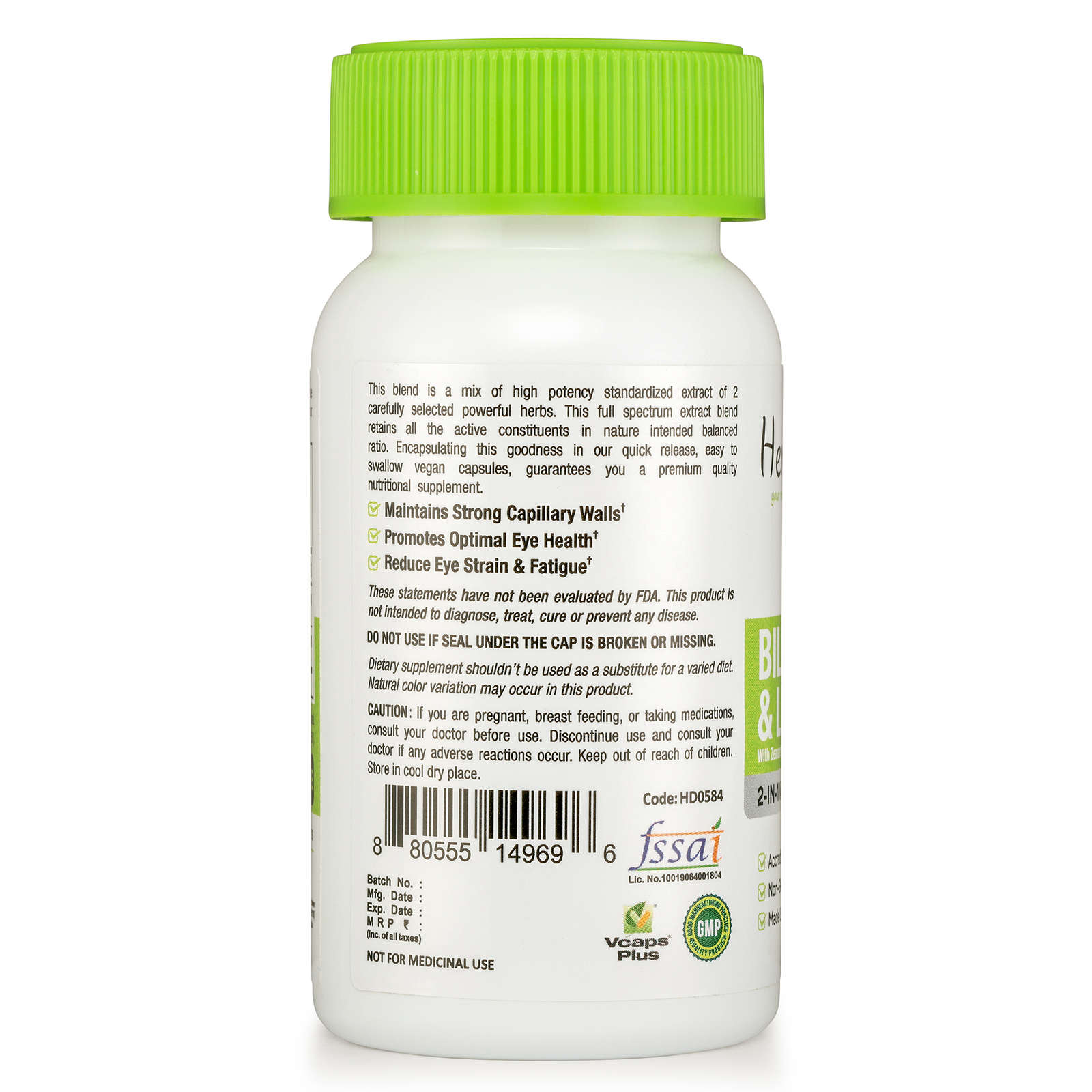 Natural Eye Complex Bilberry Lutein Extract Capsules for Eye Health