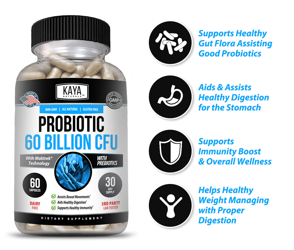 3x Probiotic 60 Billion 60ct with Prebiotics, Immune Function, Healthy Digestion