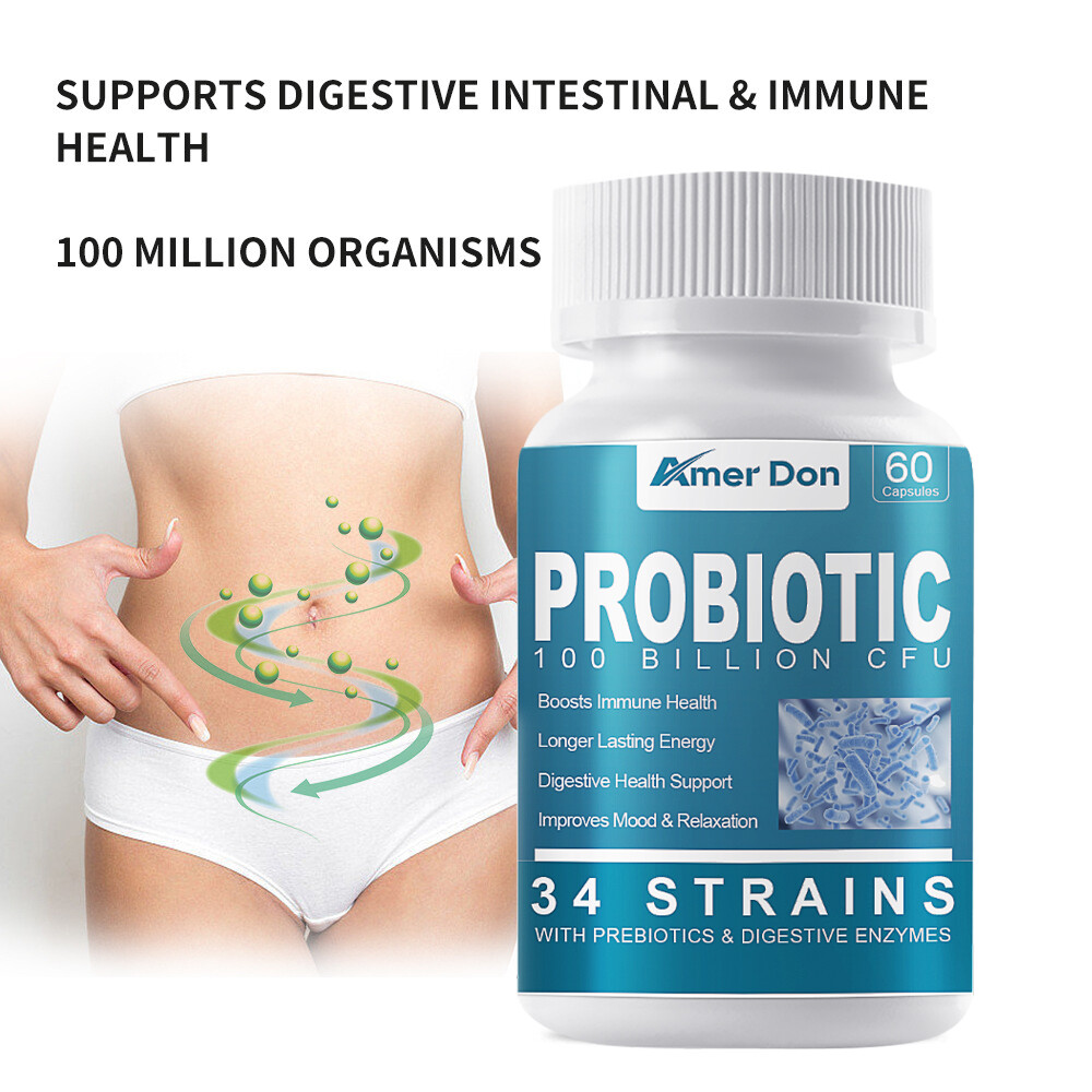 Gut Health Supplements – Raw Probiotics Digestive Enzymes, Bloating Relief 60ct