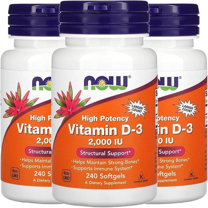 [ 3 pack ] NOW Foods Vitamin D-3, 2000 IU, 240 Softgels