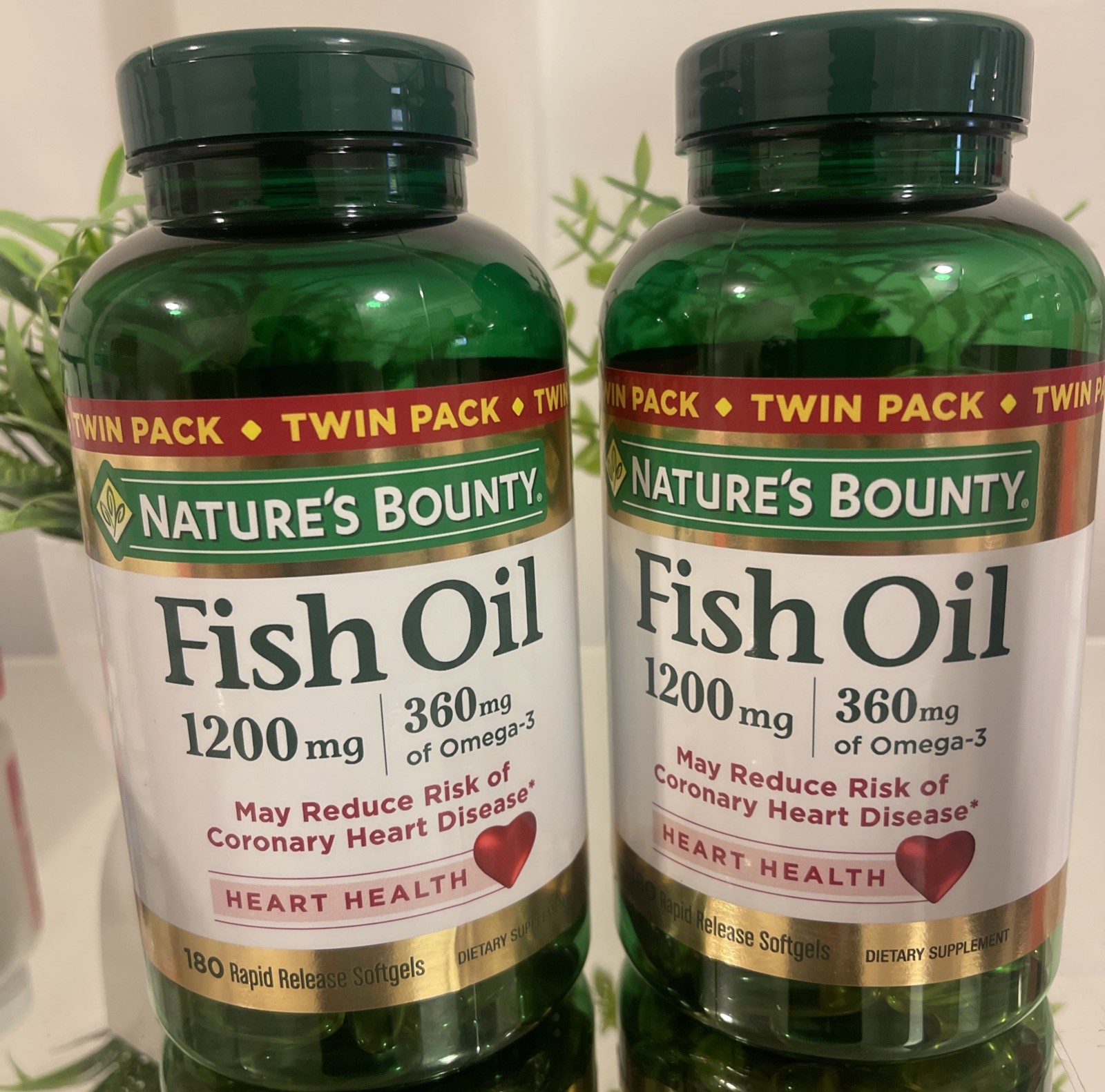 Nature’s Bounty Fish Oil Omega-3 1200mg Softgel – 180 Count (2 Pack)