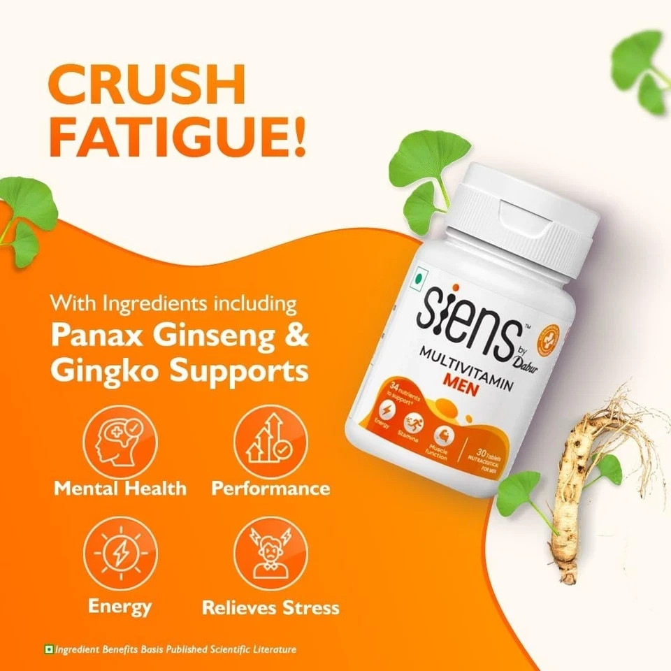 Siens By Dabur Multivitamin Men Tablets 30 Count Fast Shipping