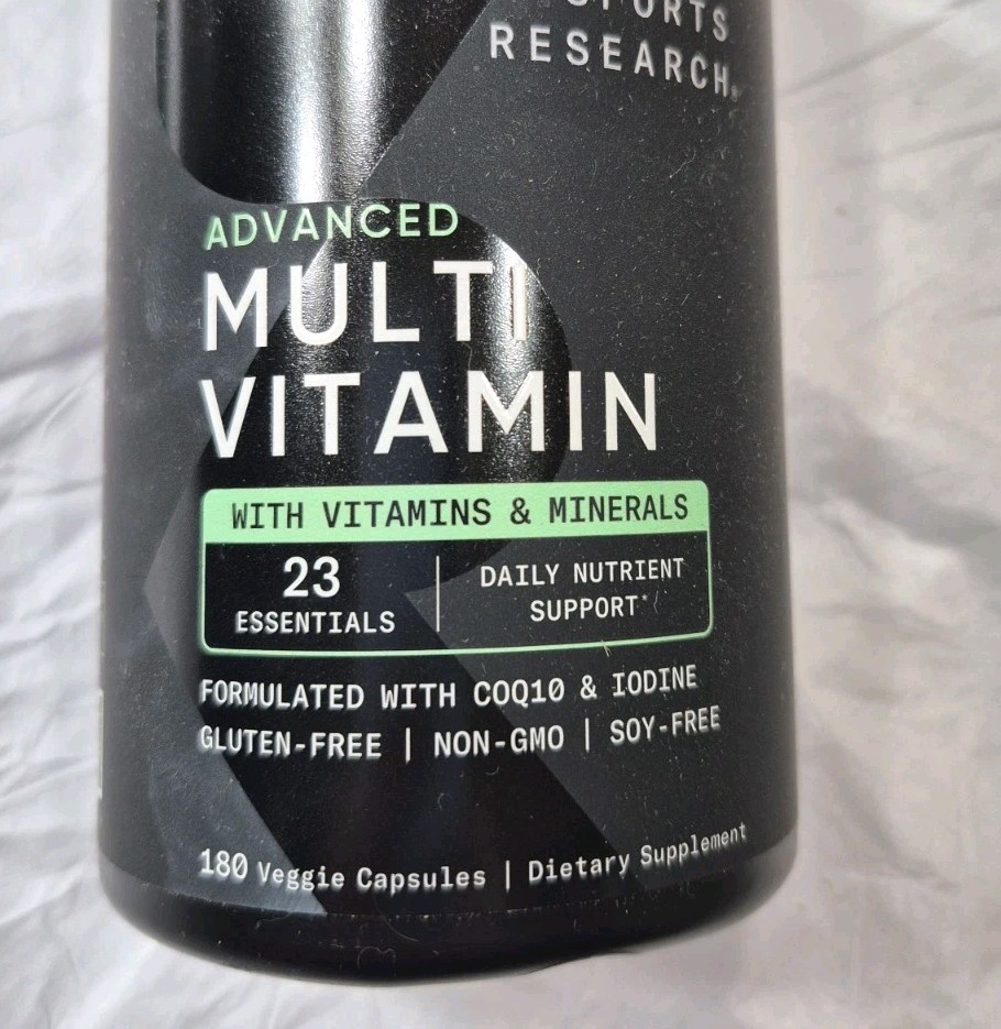Sports Research Advanced Multivitamin 180 Veggie Capsules w/ CoQ10 Iodine 10/27