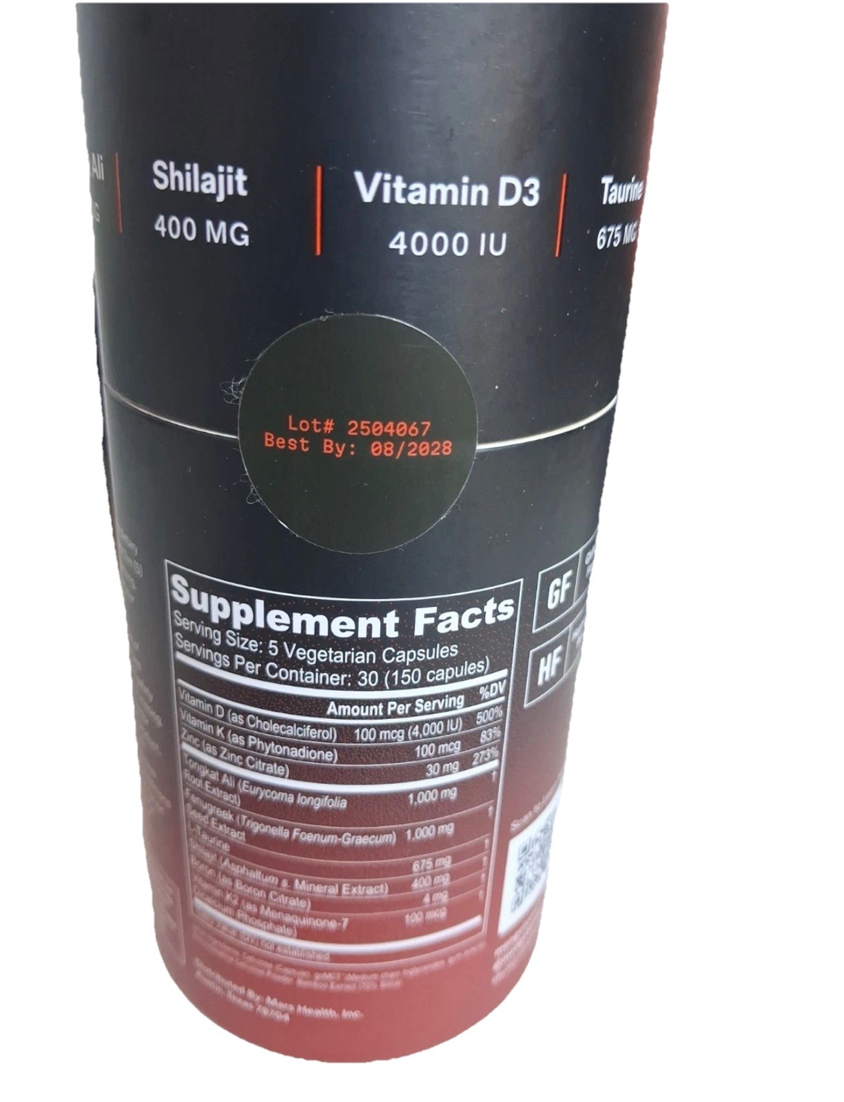 MARS MEN Natural Testo Support 150ct – 1 Month Supply Best By 10/28