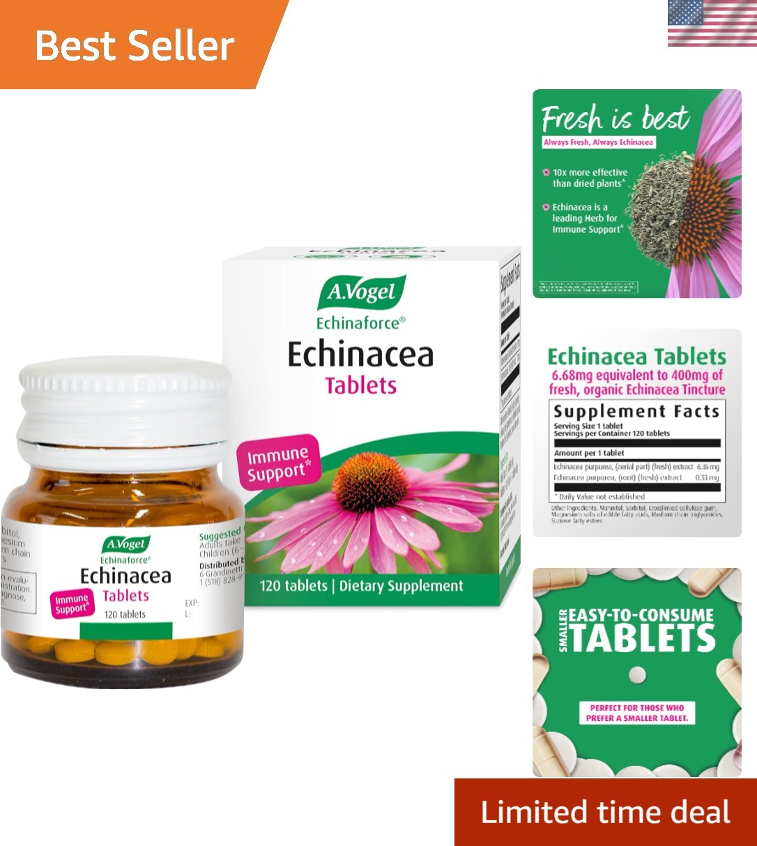A. Vogel Echinacea – Plant-Based Immune Support Tablets for All Ages, 120 Count