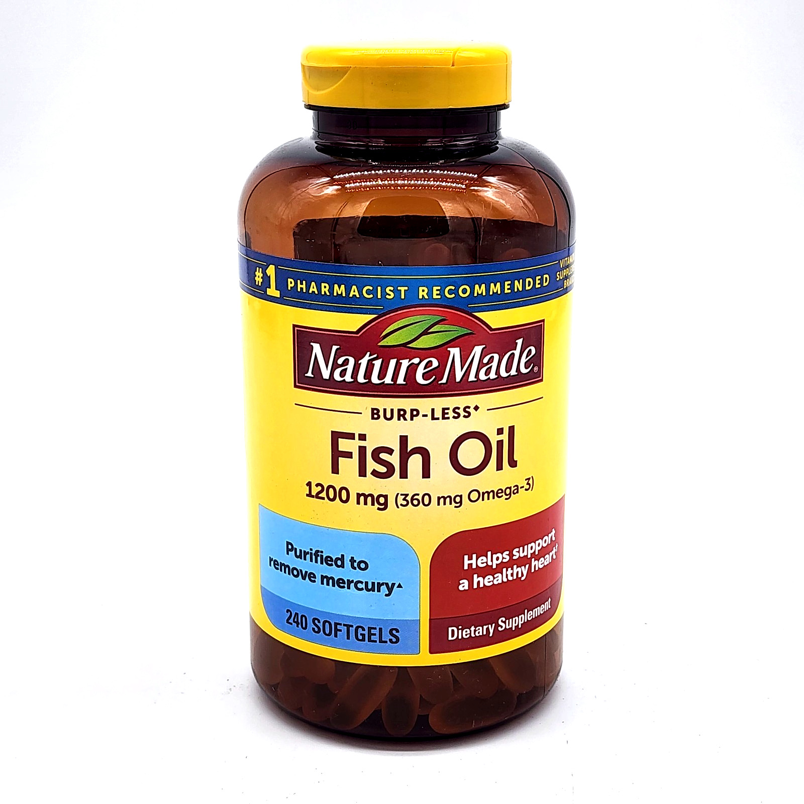 Nature Made Fish Oil 1,200 mg Burpless (240 Count) Exp 06/2028
