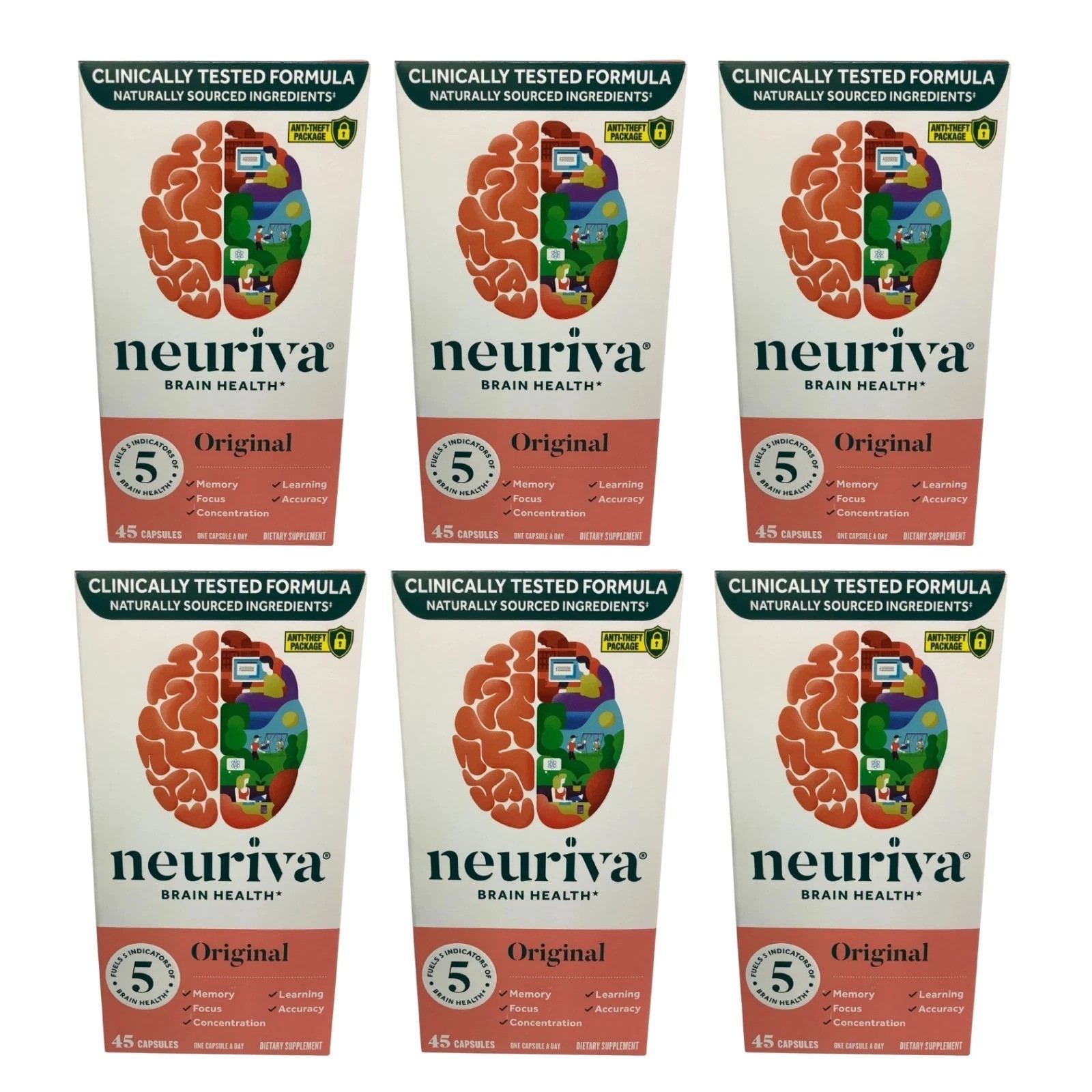 Neuriva Brain Health Original 45 Capsules Memory Focus Learning Lot of 6 10/26