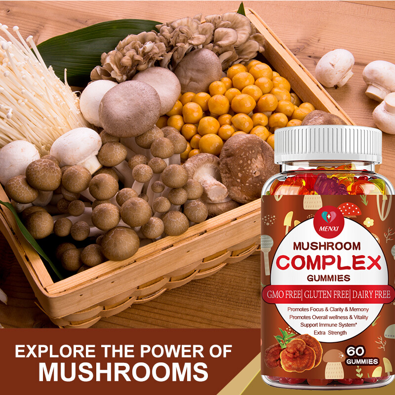 Mushroom Extract Complex Gummies Lions Mane Chaga Reishi Focus Memory Immunity