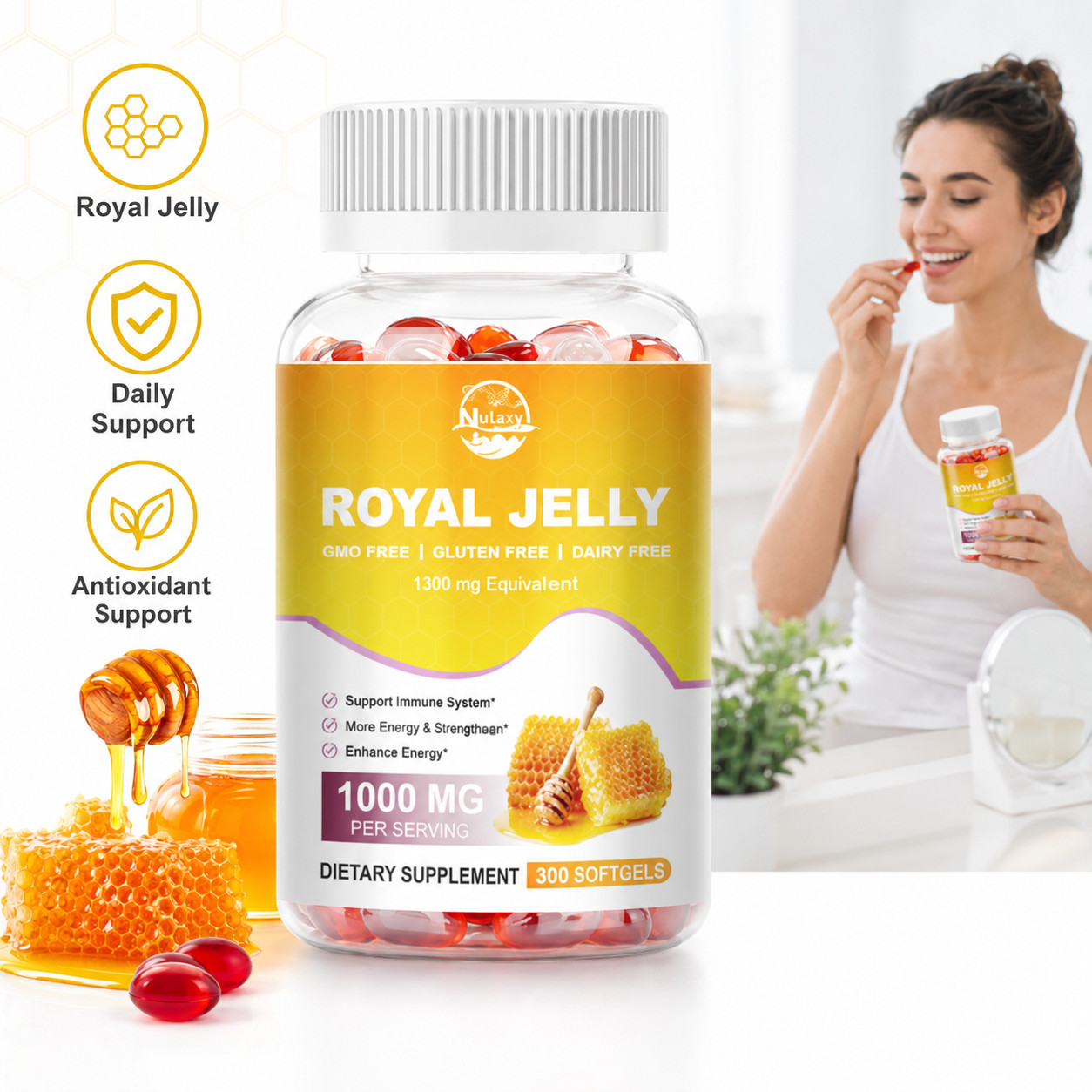 Royal Jelly 1000mg 300ct Natural Antioxidant Supplement