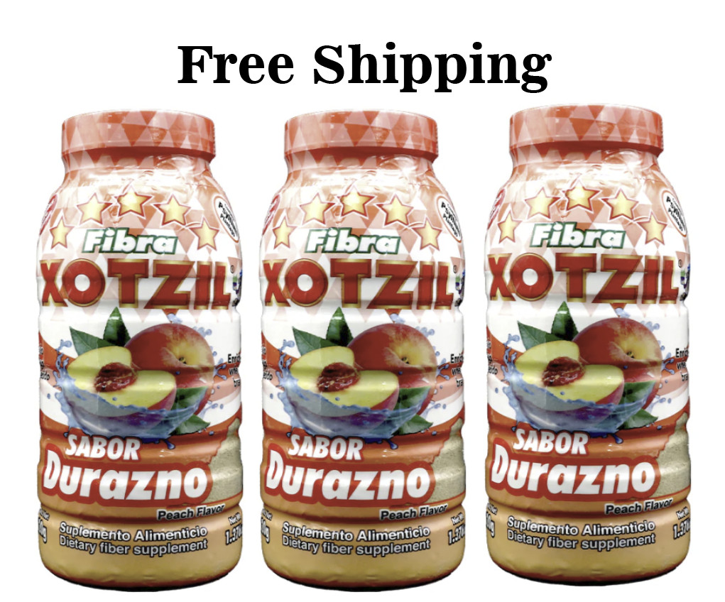 3 Pack XOTZIL Fiber Peach 1.6 oz/Fibra Durazno Flavor 620g