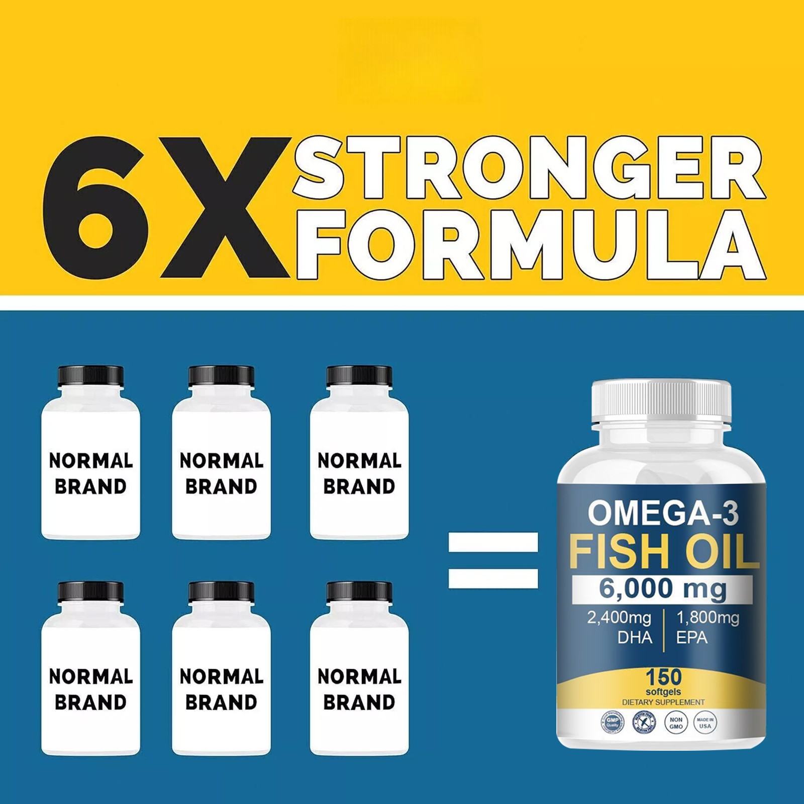 5PCSOmega Marine Brain, 6000 Mg Oil with EPA Max DHA Aids – 3 Liver,immune