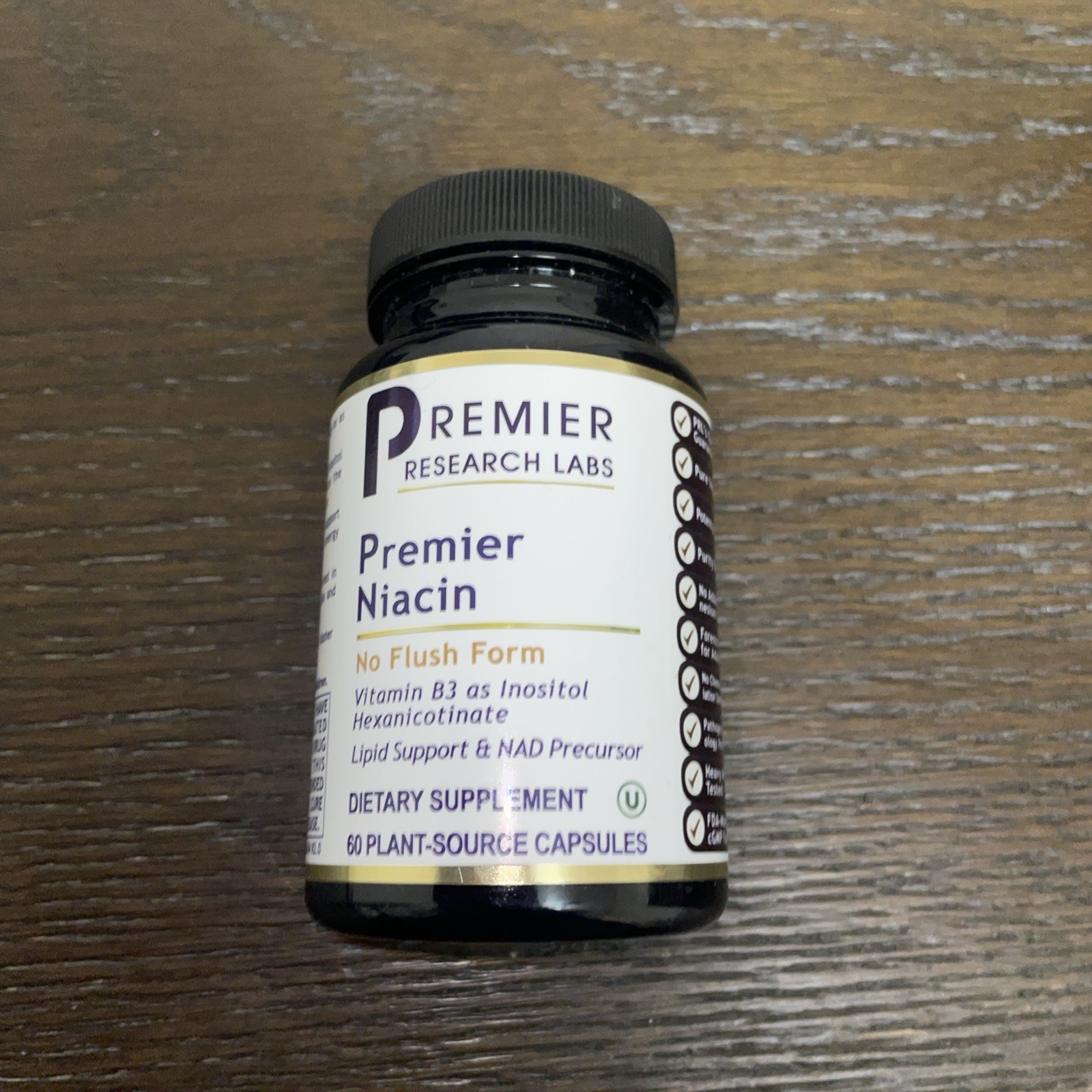 Premier Research Labs Premier Niacin Vitamin B3, 60 Capsules Exp 03/2028