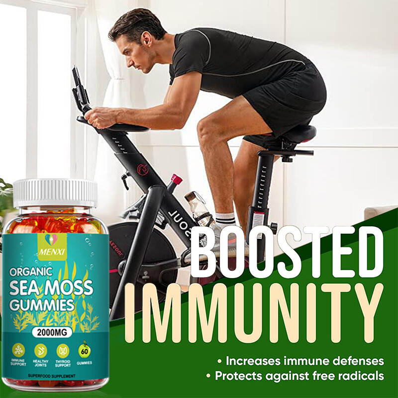 2 Pack Organic Irish Sea Moss Gummies 2000 mg – 60 Vegan Immune Support Gummies