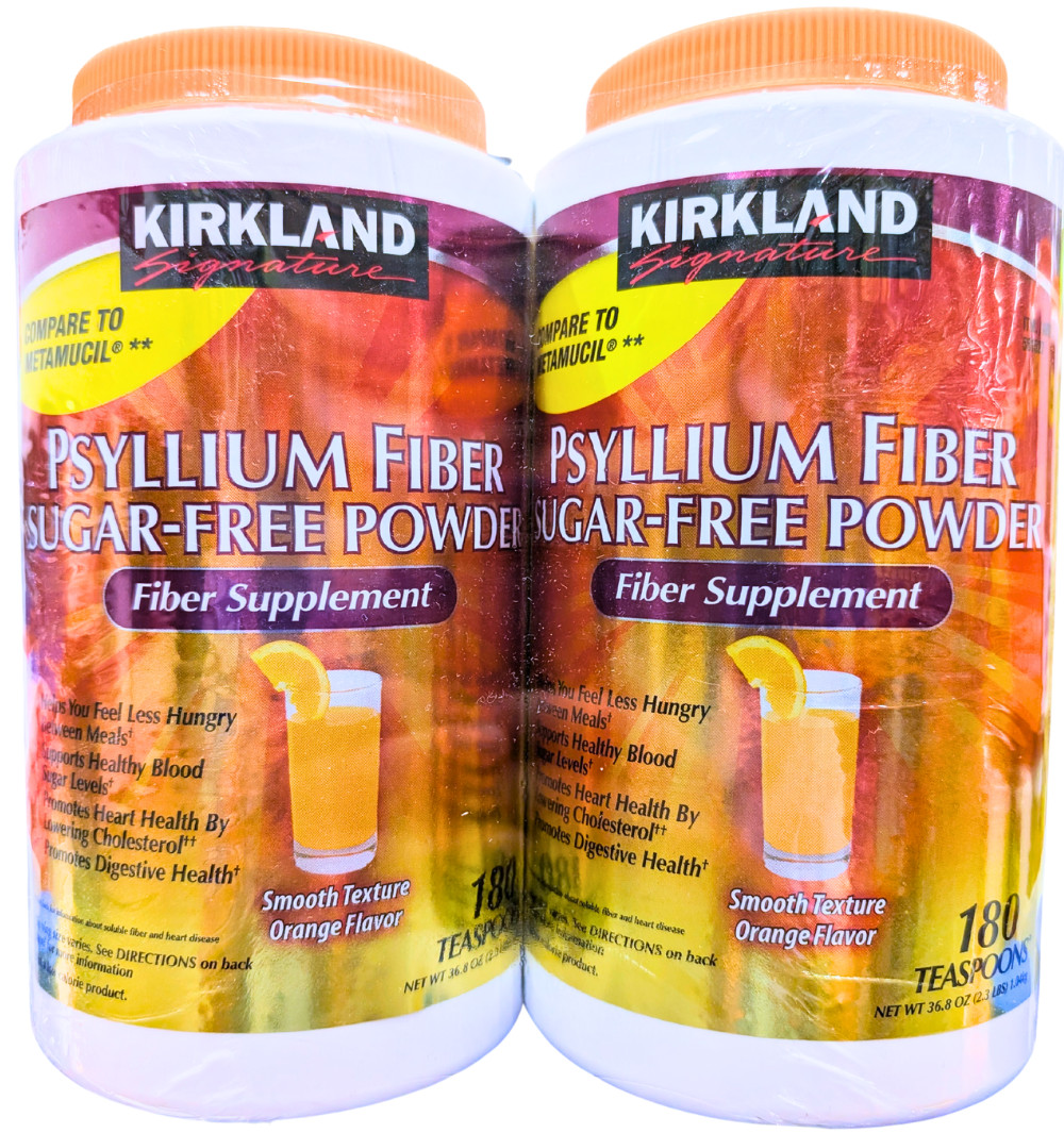 Kirkland Signature Psyllium Fiber Sugar Free Powder Orange 2×180 Dose EXP 05/27