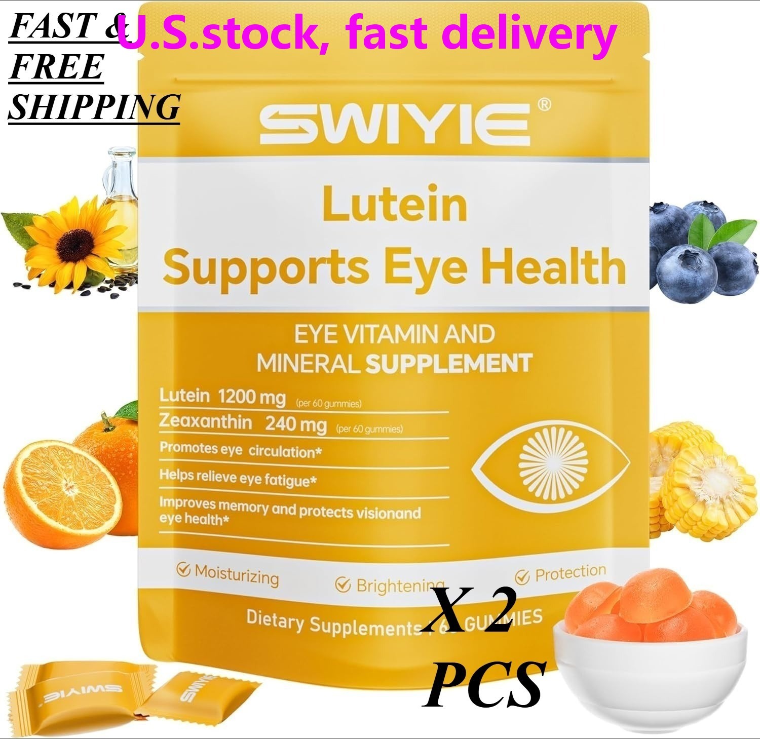 2 PACKS-LUXRY SWIYIE Lutein Gummies – Eye Health Support with Lutein&Zeaxanthin