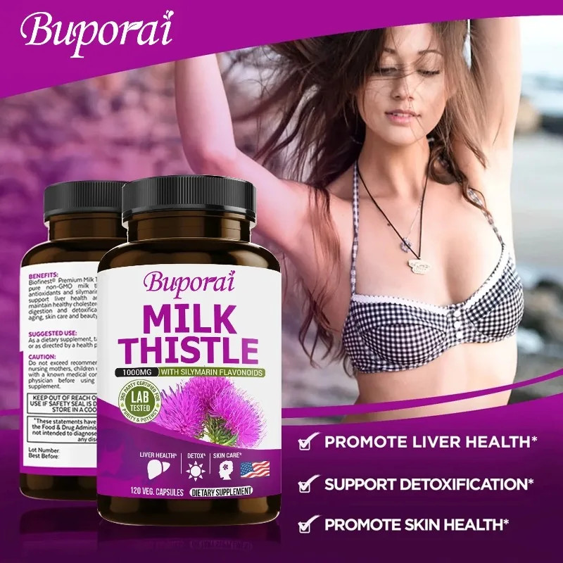 Milk Thistle 120pcs,Supports Cellular Energy,Liver Cleansing and Repair,Vitality
