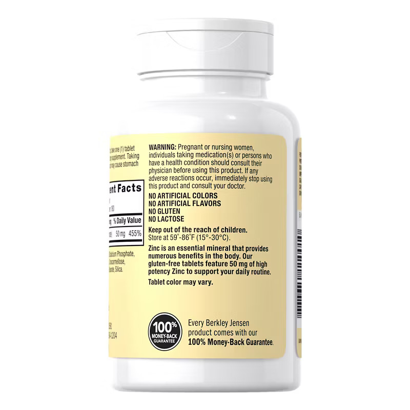 Zinc 50mg 180 Tablets Supplement High Potency Gluten Free EXP-8/27